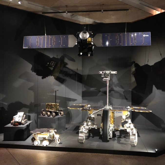 Scale Model Of The ExoMars Rover (Due For Launch 2020) And, Above, A Mars Satellite